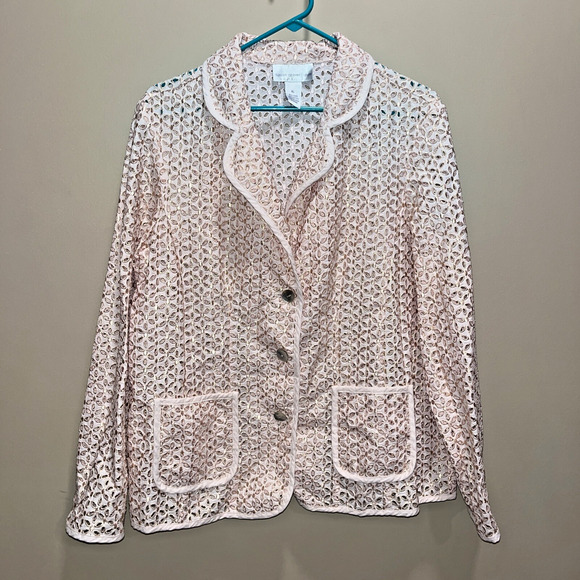 Susan Graver Jackets & Blazers - Susan Graver Style Women's Eyelet Embroidered Pink Jacket XL Event Spring Floral